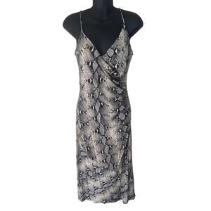 Diane Von Firstenberg 100% silk snake print vintage 90s strapless dress